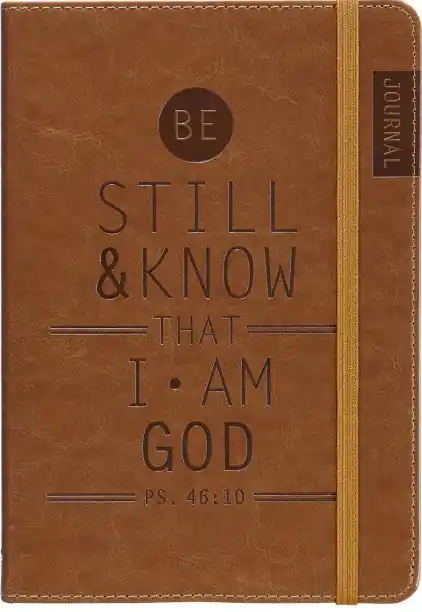 Warranty Included Be Still and Know Tan Faux Leather Journal with Elastic Closure - Psal — Christian Superstore New Zealand